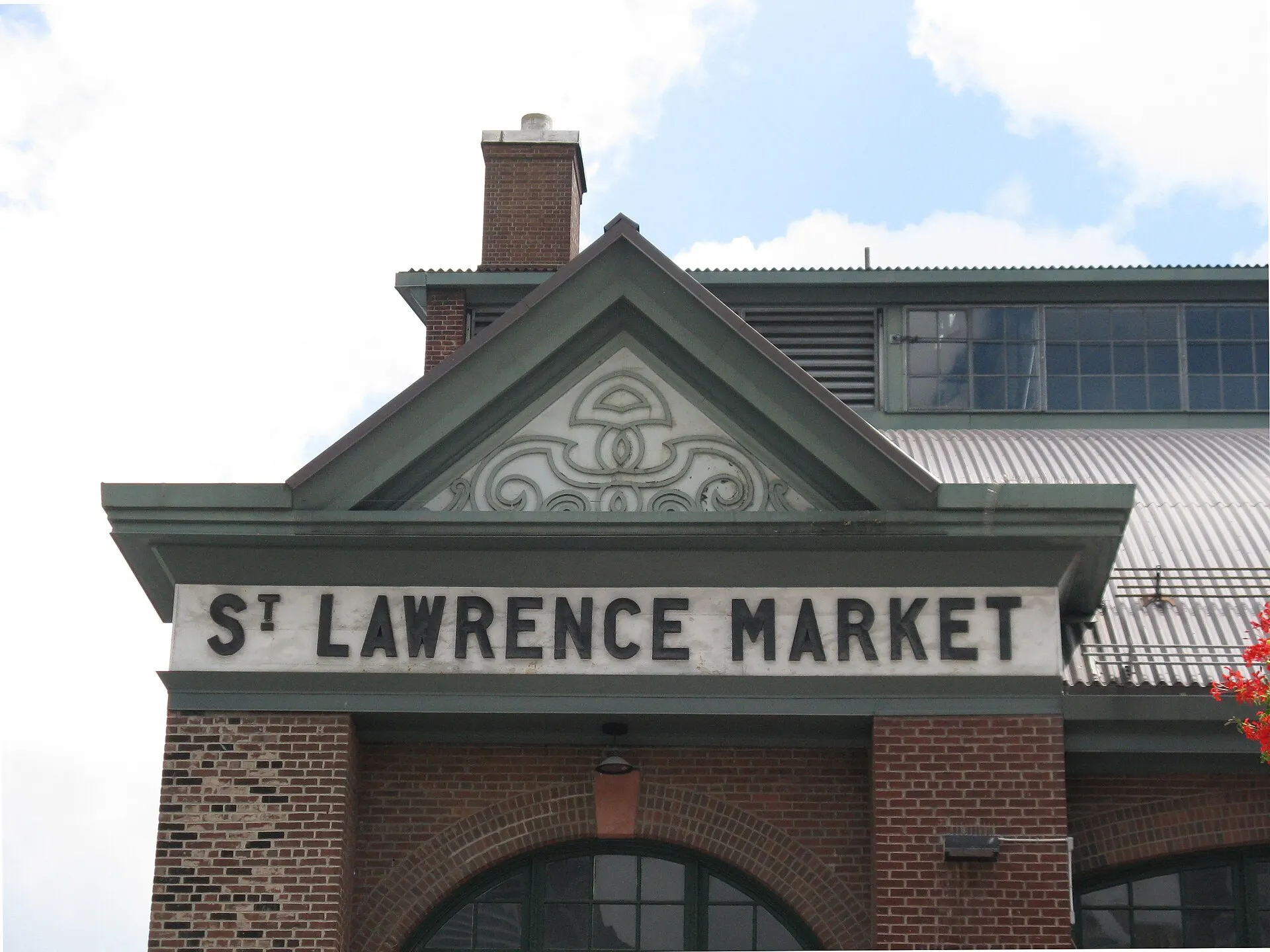 The St. Lawrence Market sign on Front Street East